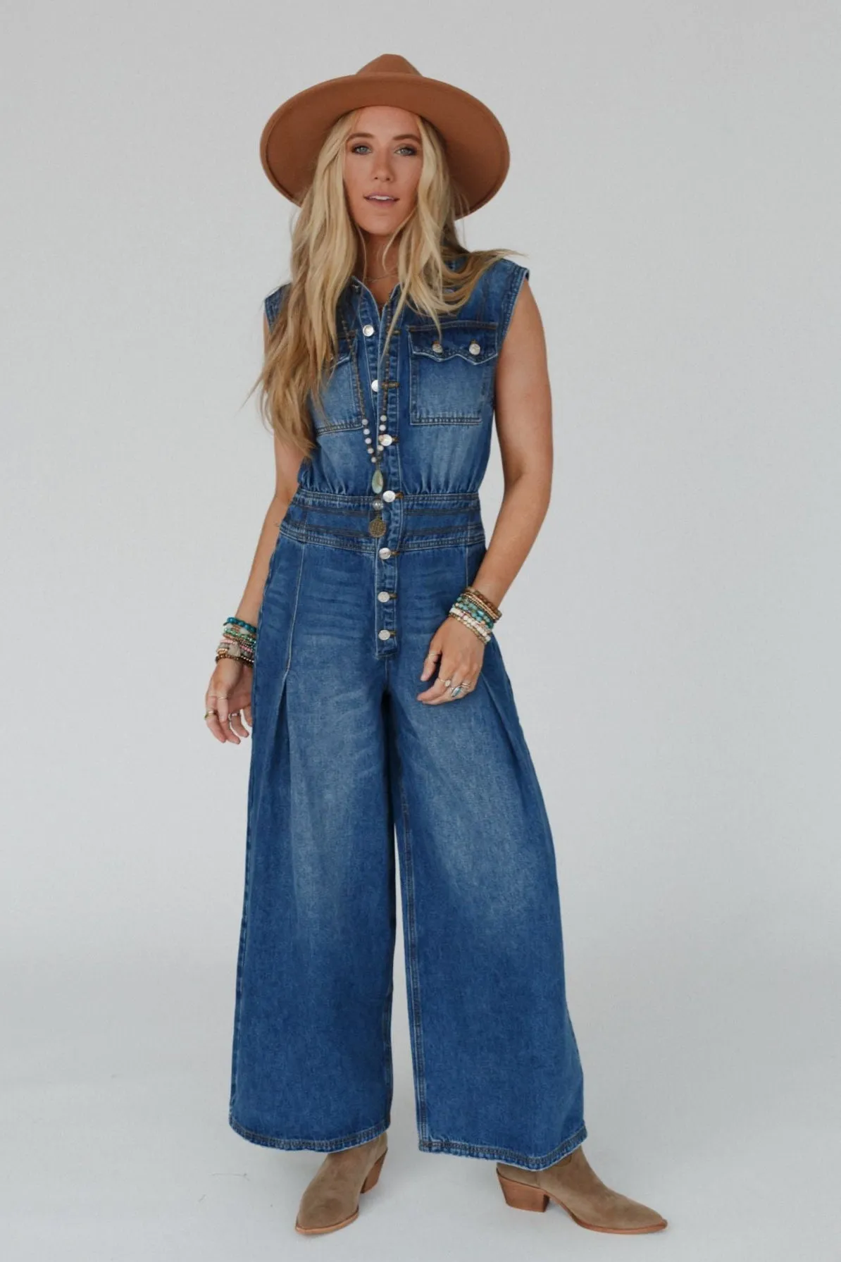 All Star Denim Jumpsuit - Medium Wash