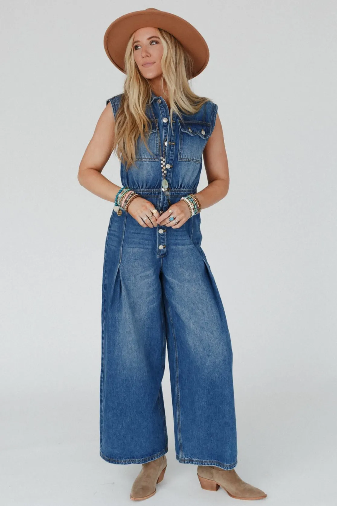 All Star Denim Jumpsuit - Medium Wash