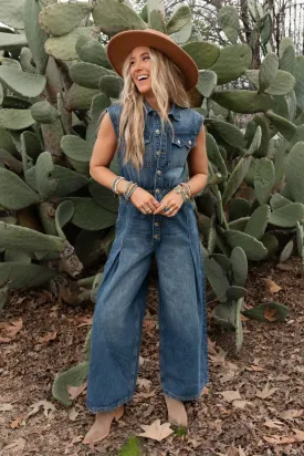 All Star Denim Jumpsuit - Medium Wash