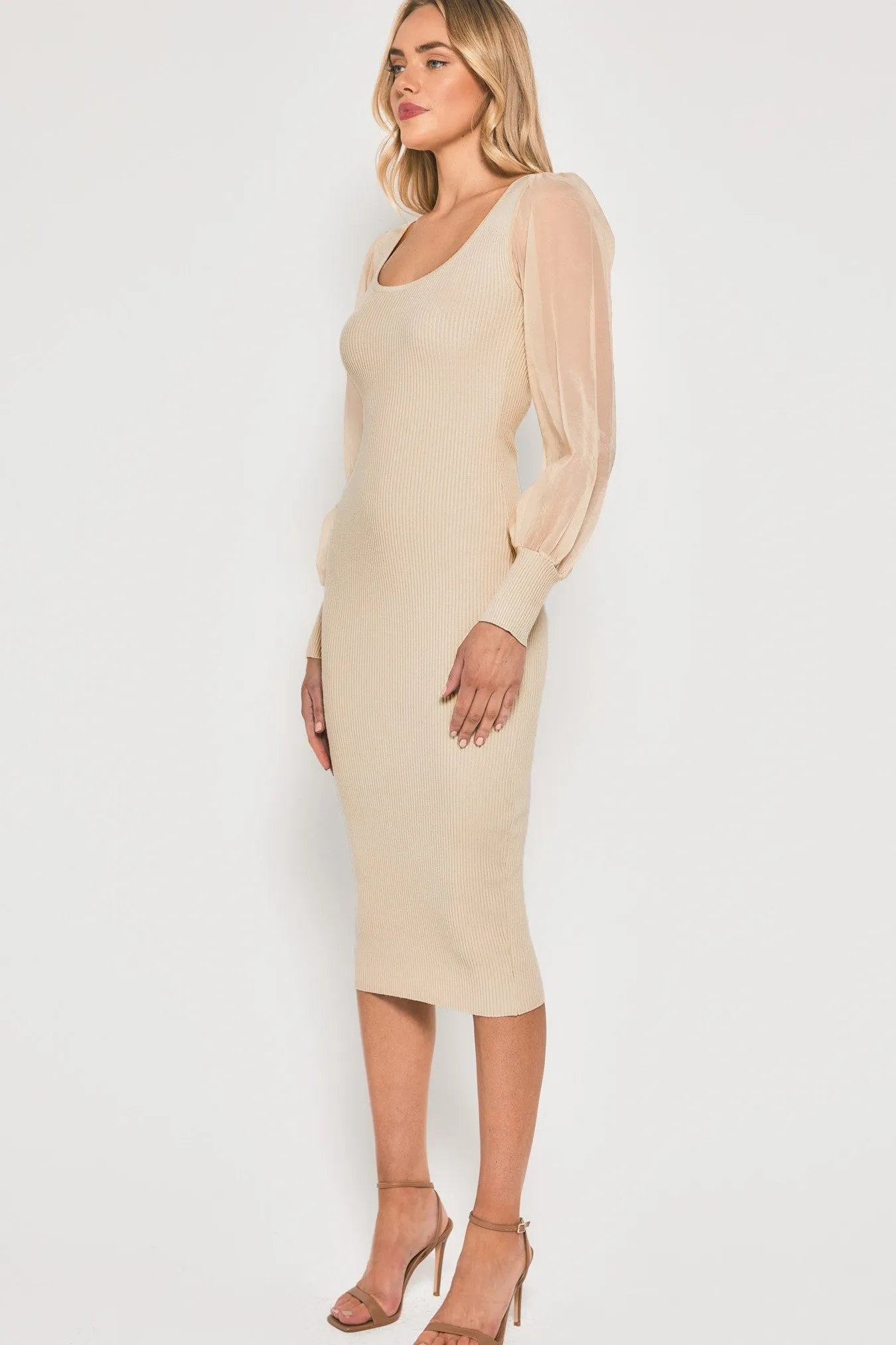 Amelia Knit Midi Dress - Cream