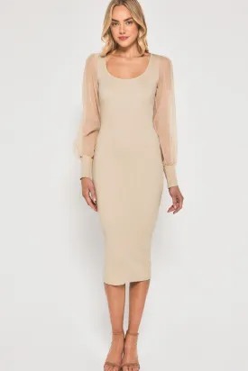 Amelia Knit Midi Dress - Cream