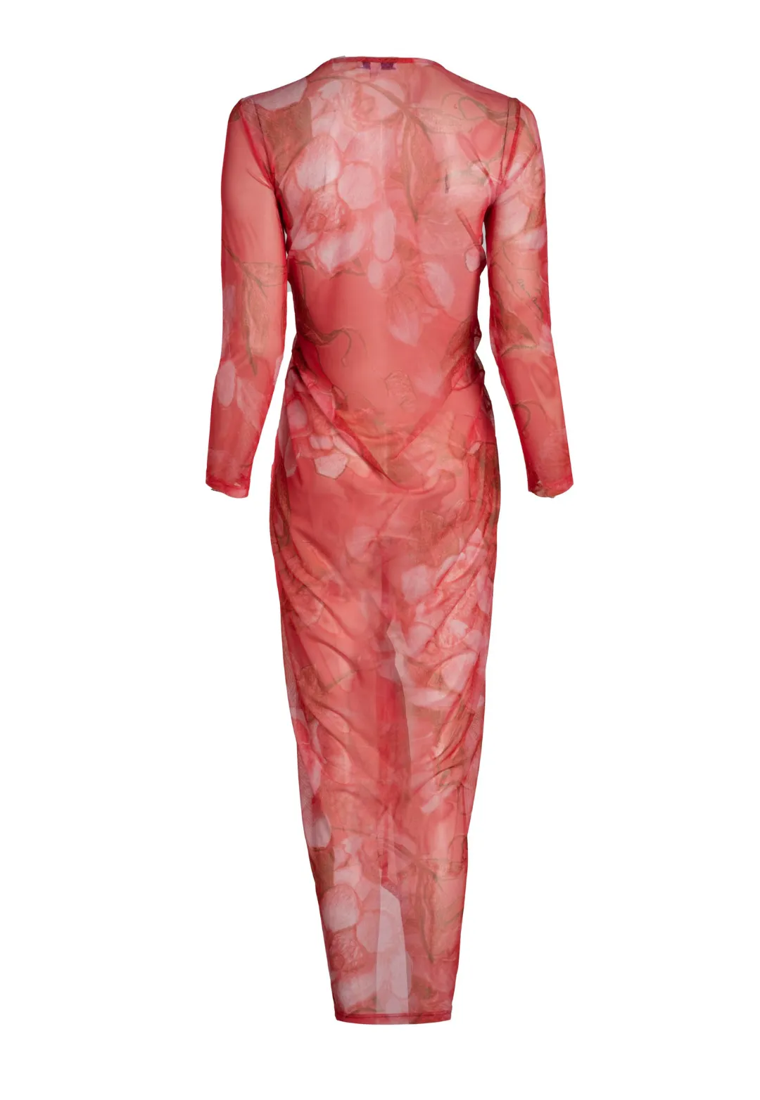 Asher Sheer Dress in Coral Grandiflora