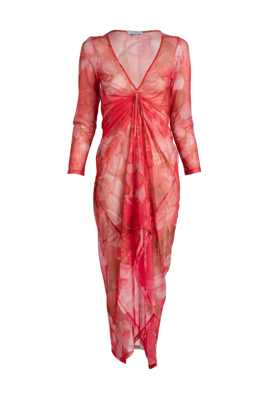 Asher Sheer Dress in Coral Grandiflora