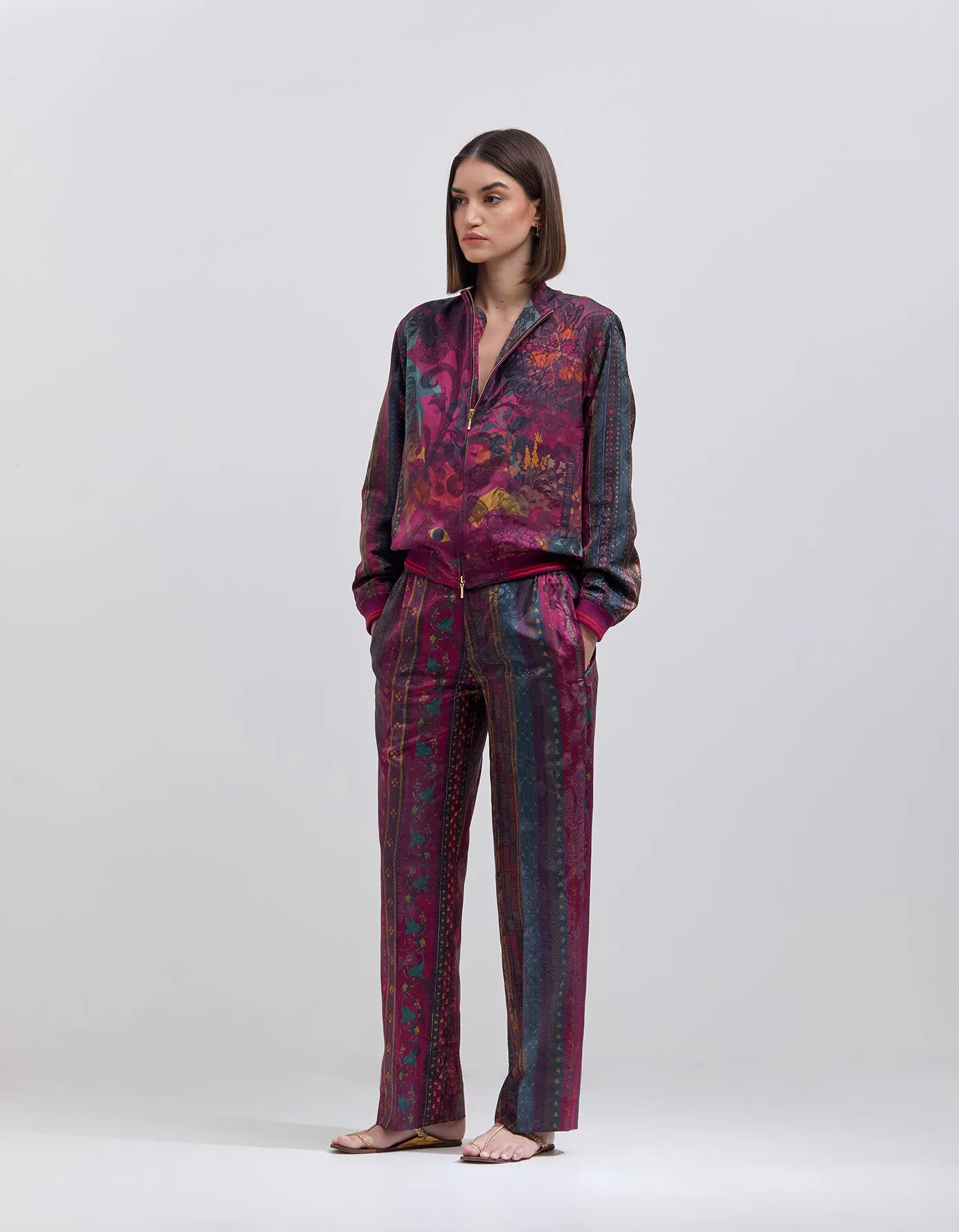 Azaad Trousers Silk Damask Purple