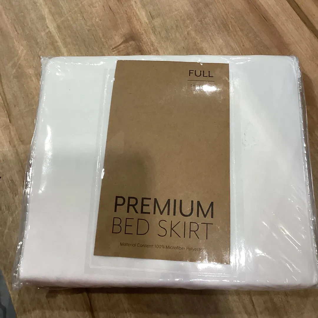 Bed Skirt Pleated Microfiber Box Spring Frame Cover Dust Ruffle - Full, White