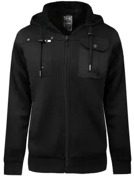 Bicker Utility Sherpa Lined Hoodie in Black - Dissident