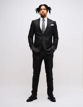 Black & Charcoal GB Monogram 2 Piece Suit GOLD