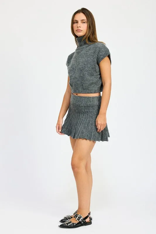 Call Me Back Pleated Sweater Skirt