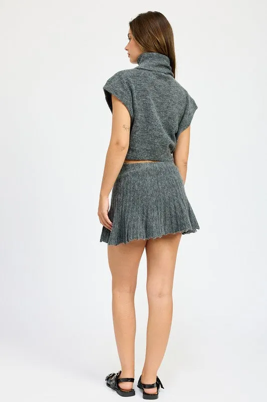 Call Me Back Pleated Sweater Skirt