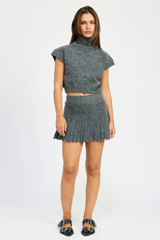 Call Me Back Pleated Sweater Skirt