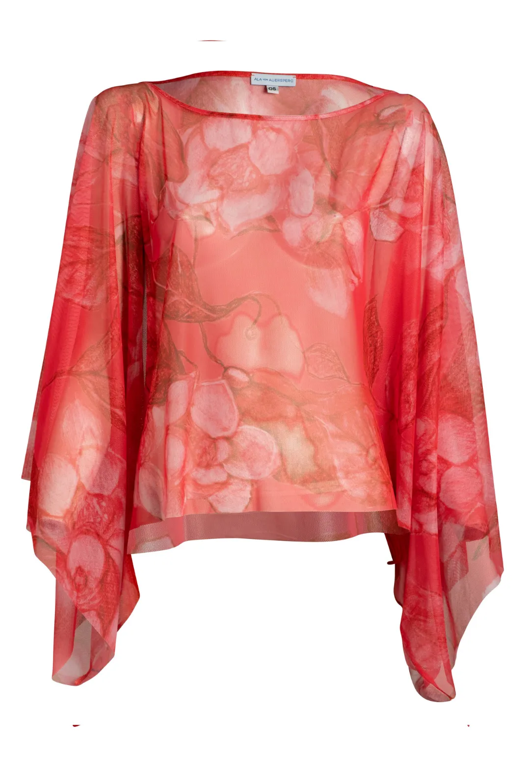 Clivia Sheer Top in Coral Grandiflora