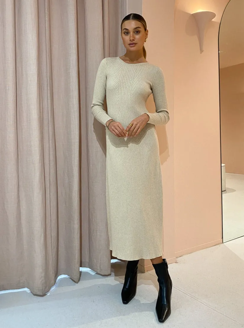 Elka Collective Lyn Knit Dress in Biscuit