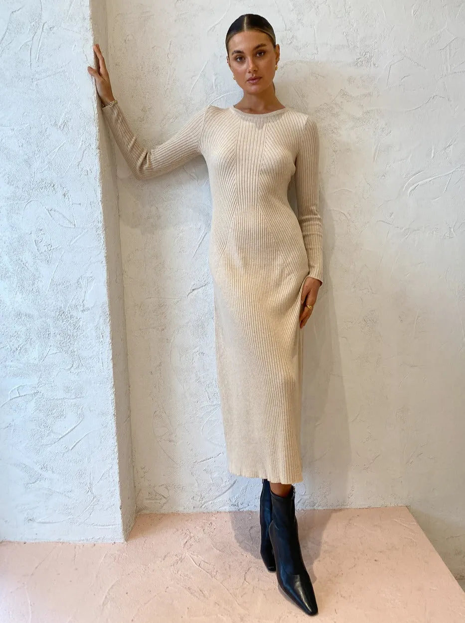Elka Collective Lyn Knit Dress in Biscuit