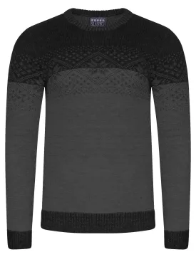 Flake Fairisle Knitted Jumper in Black / Castlerock - Season’s Greeting