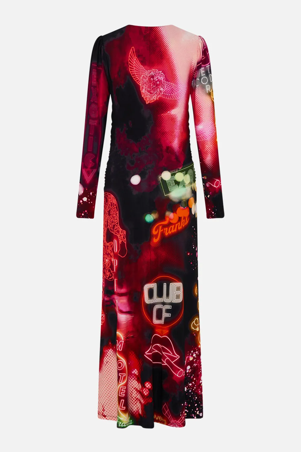 GATHERED JERSEY LONG DRESS ELECTRIC LOVELAND