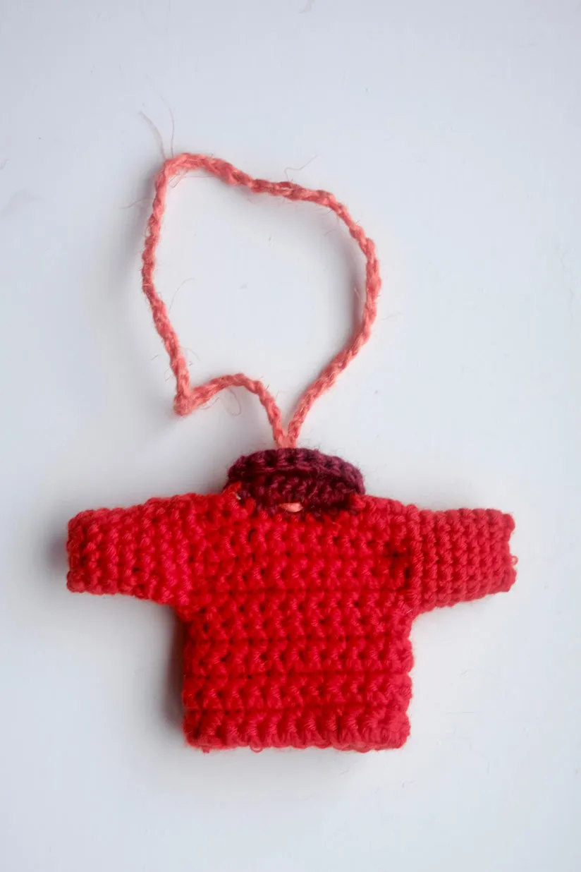 Hand crocheted charm. Red Princess Coat