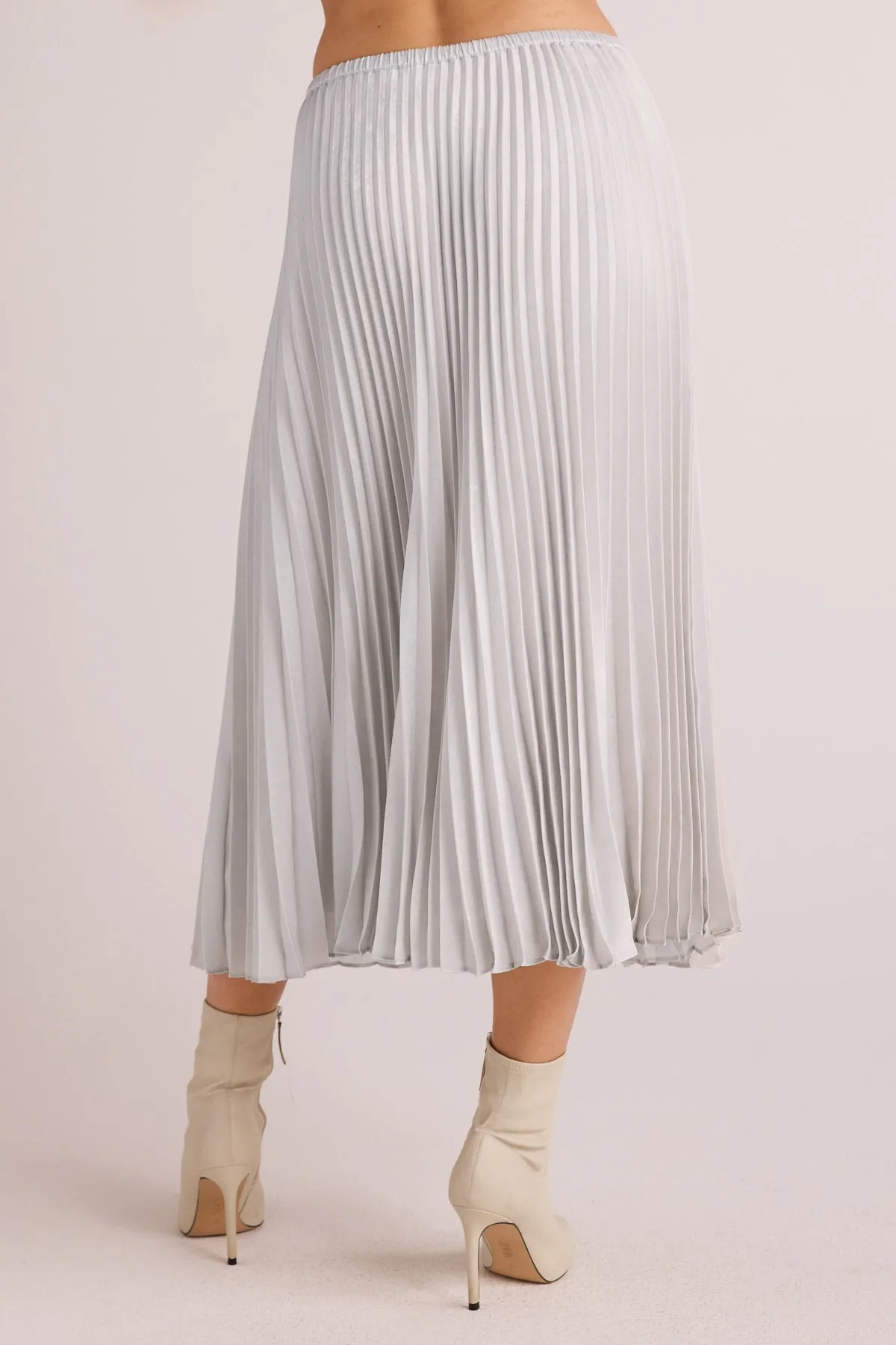 Hand Pleated Midi Skirt in Metallic Opal