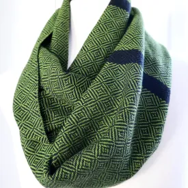 Handwoven Scarf - Classic - Olive Green Geometric