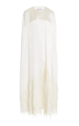 Hillman Feather Cape in Ivory Silk Satin