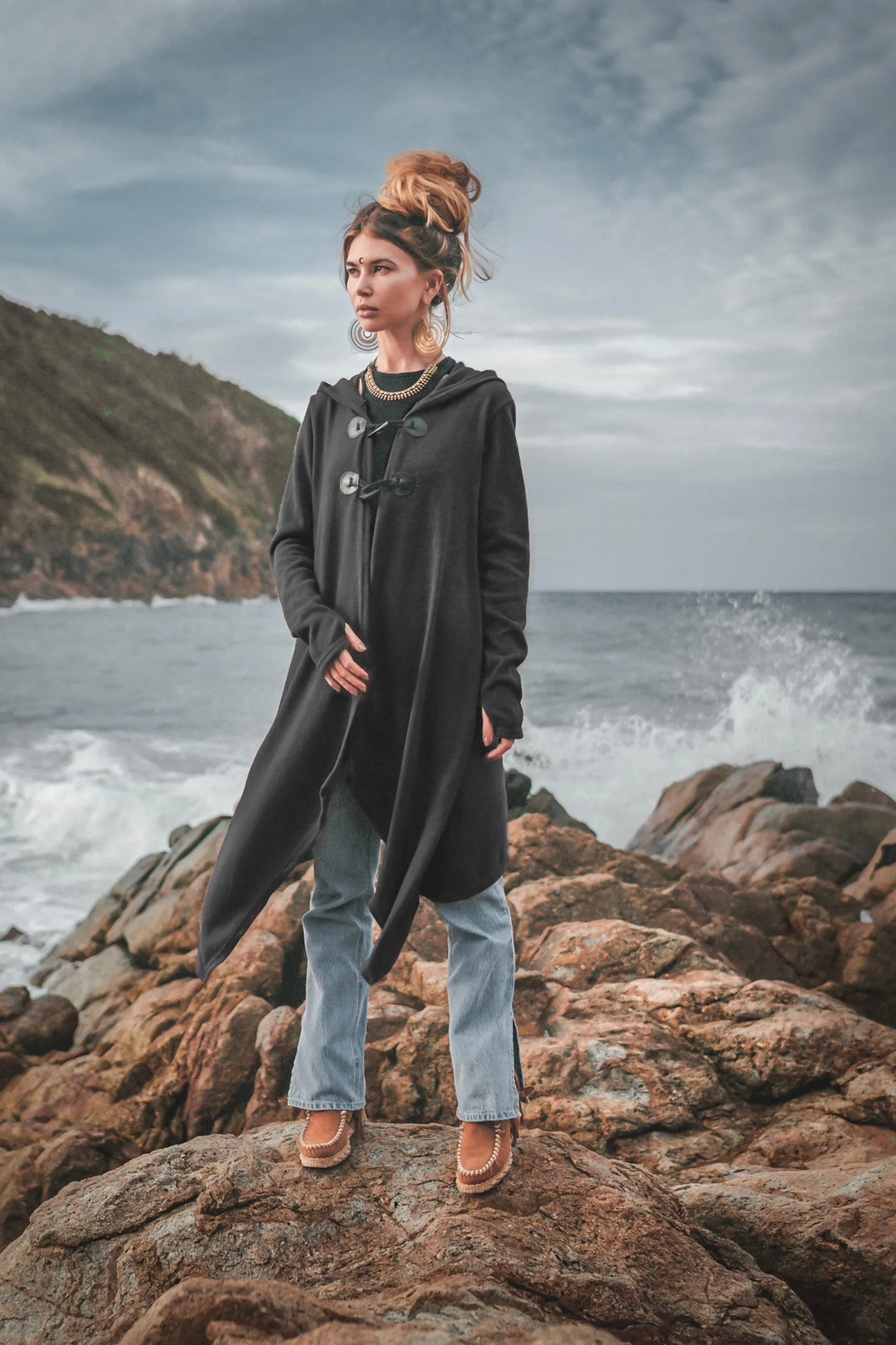 Hooded Cardigan Kala Acana Black