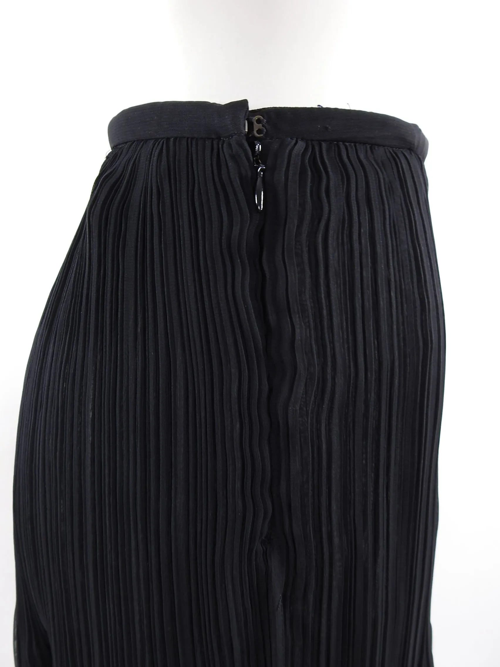 Issey Miyake Black Sheer Loop Pleated Long Maxi Skirt - 10
