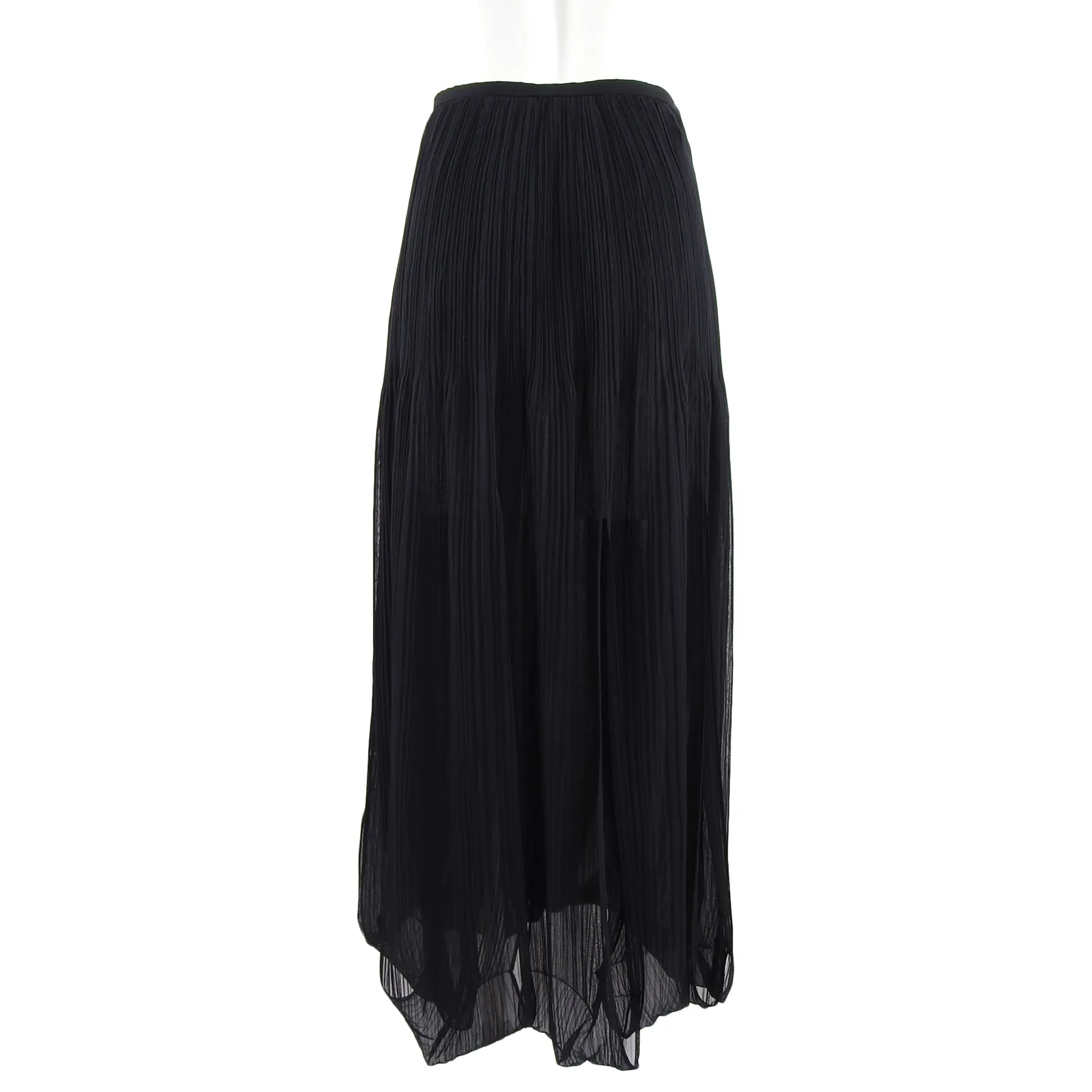 Issey Miyake Black Sheer Loop Pleated Long Maxi Skirt - 10
