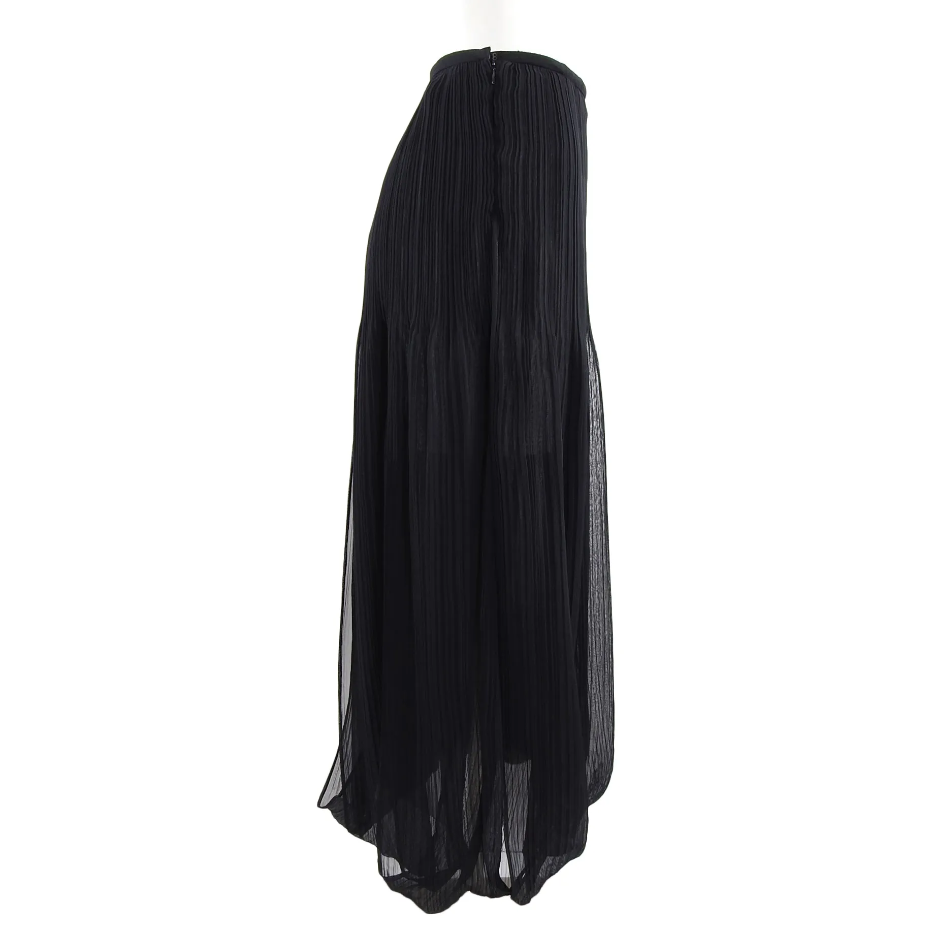 Issey Miyake Black Sheer Loop Pleated Long Maxi Skirt - 10