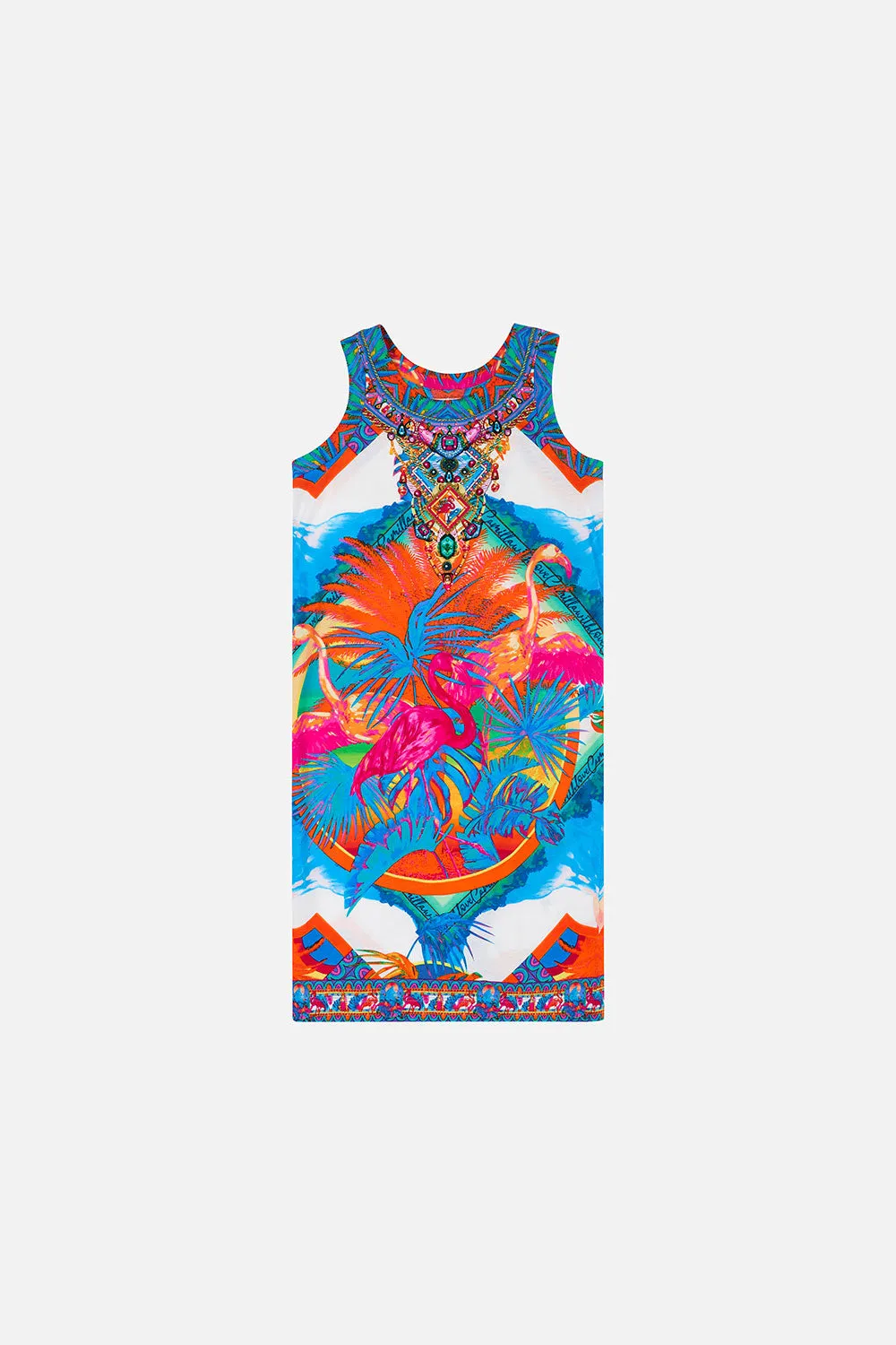 KIDS JERSEY TANK DRESS 4-10 FLAMENCO FLAMINGO