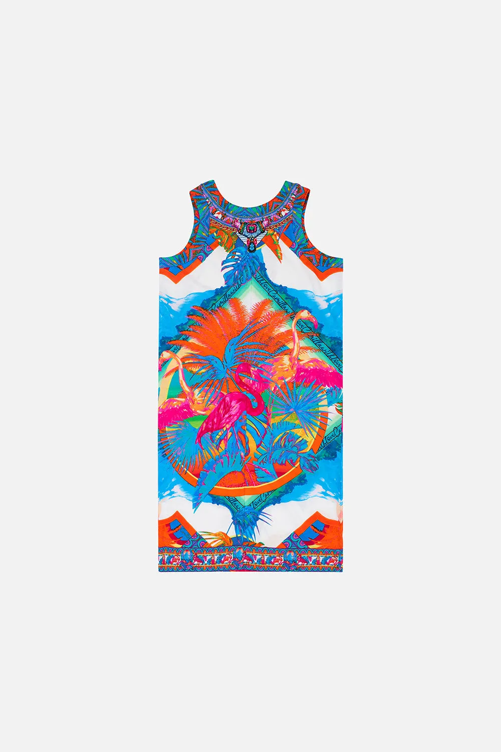 KIDS JERSEY TANK DRESS 4-10 FLAMENCO FLAMINGO