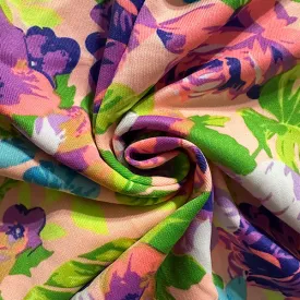Light Pink Floral Print Scuba Knit Fabric