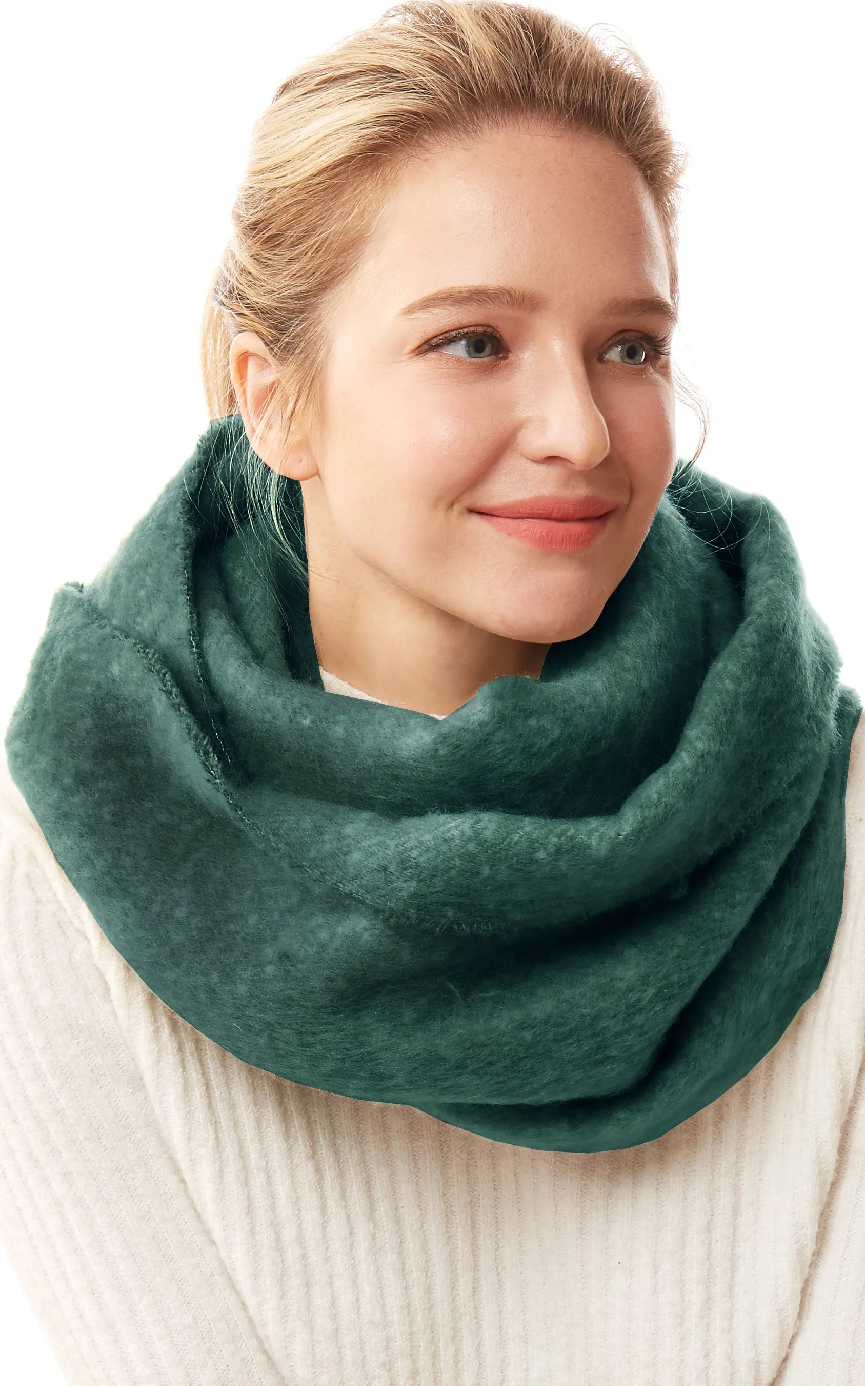 LOF1244 Solid Fuzzy Soft Infinity Scarf