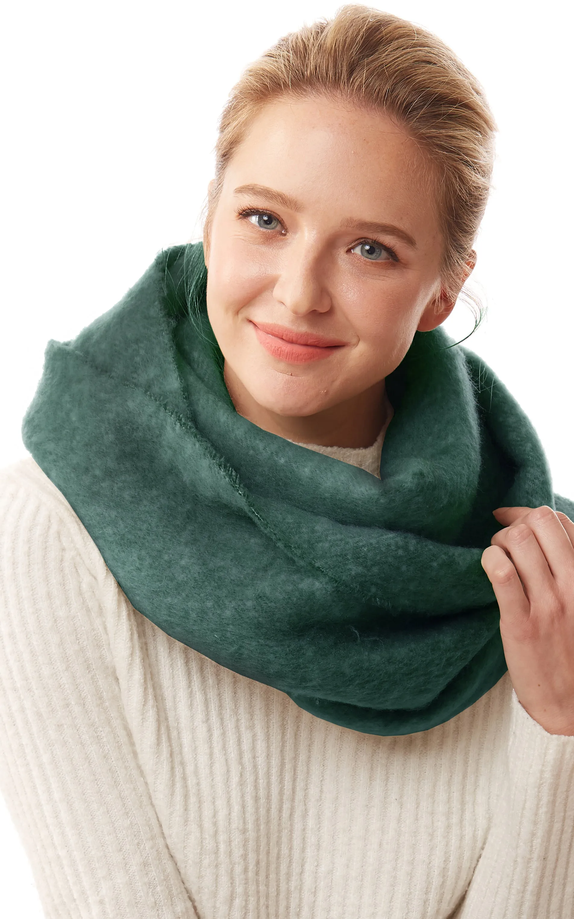 LOF1244 Solid Fuzzy Soft Infinity Scarf
