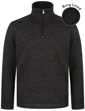 Malcolm Borg Lined Half Zip Bonded Pullover Fleece In Charcoal - Kensington Eastside