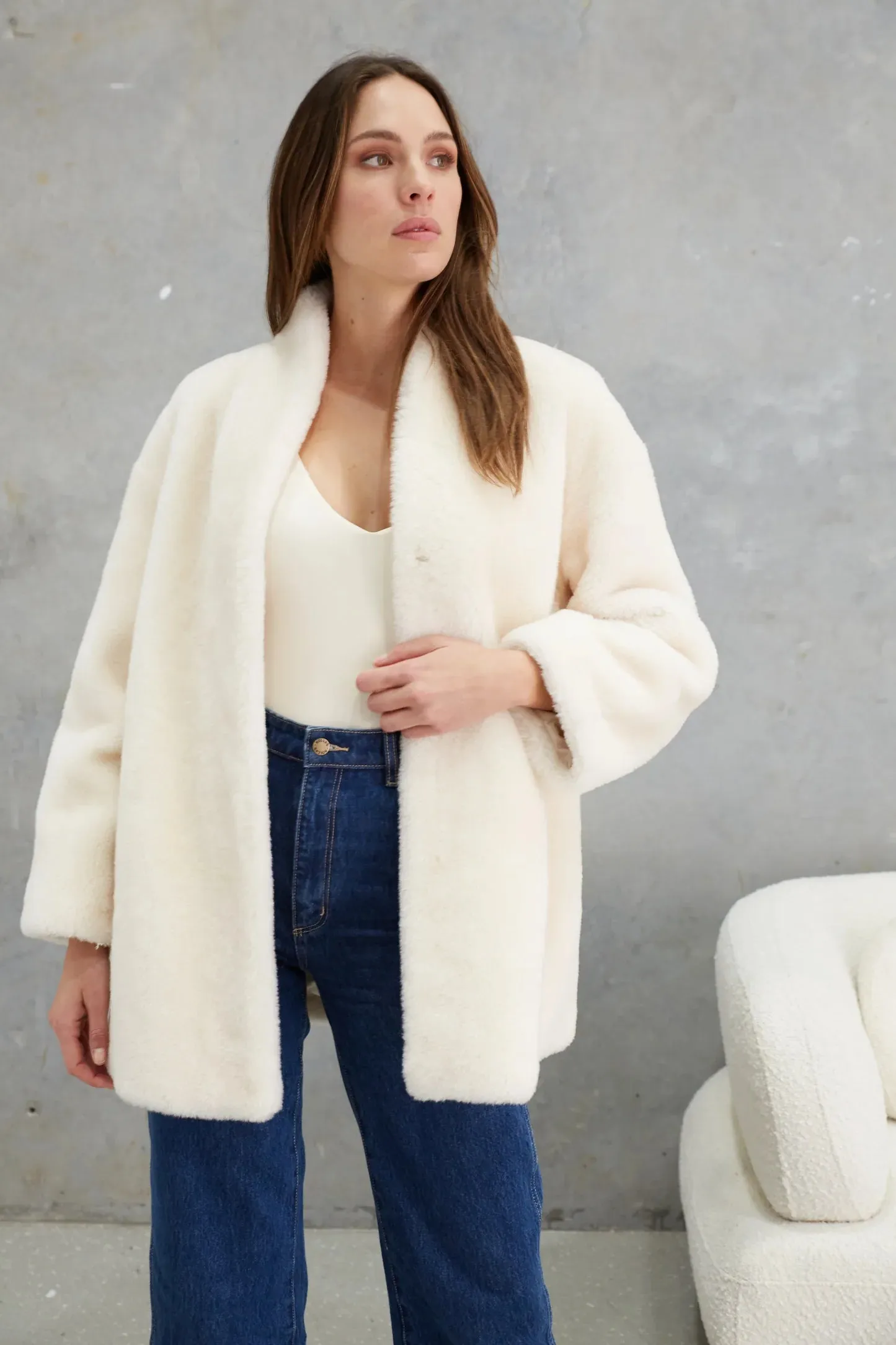 Matilda Wool Teddy Coat - Winter White