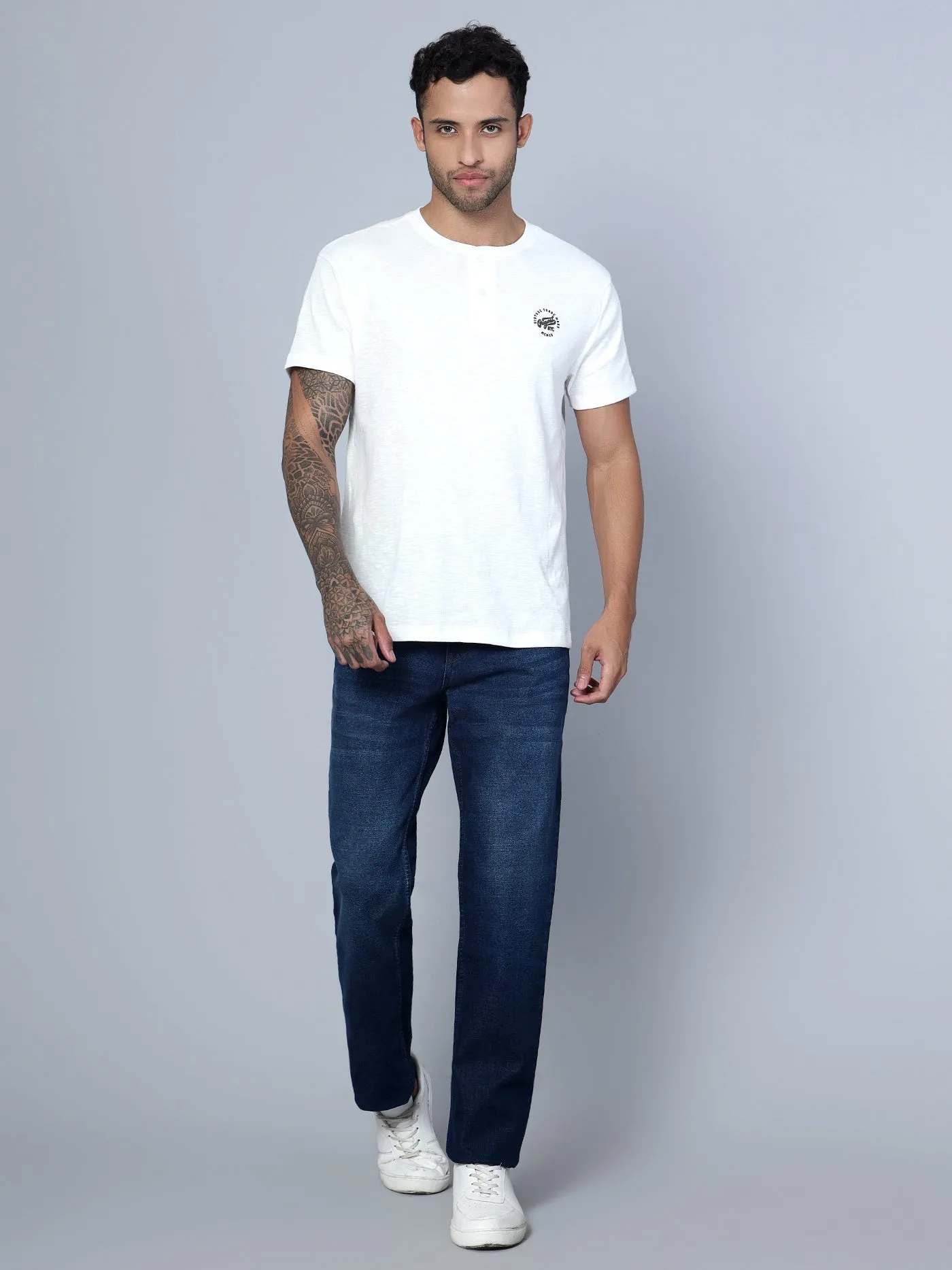Men's Straight fit Medium Fade Dark Blue  Jeans