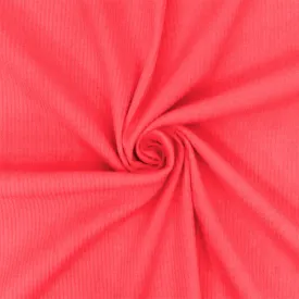 Neon Pink Solid Stretch Polyester 4X2 Rib Knit Fabric