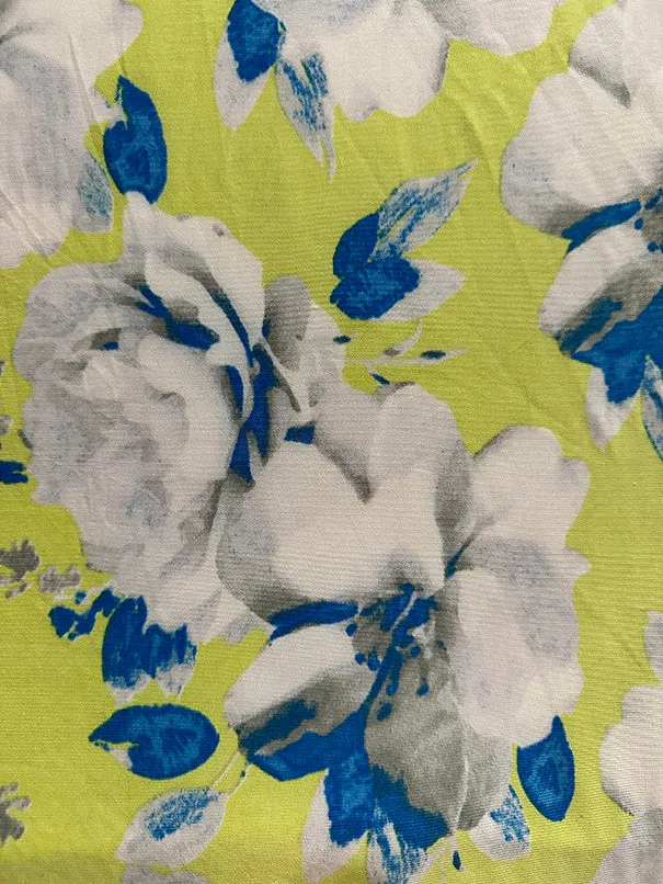 Neon Yellow Floral Print ITY Jersey Knit Fabric