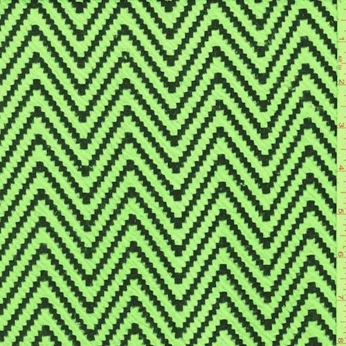 Neon Yellow/Black Zig Zag Double Knit Fabric