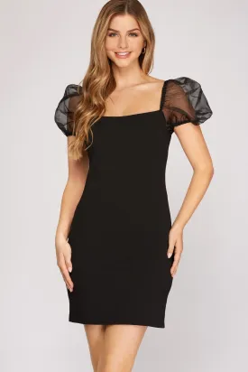 Olivia Organza Puff Shoulder Dress