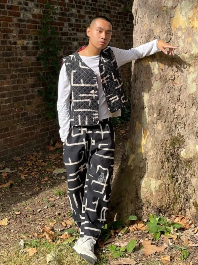 Organic Cotton & Linen Trousers, Black and White