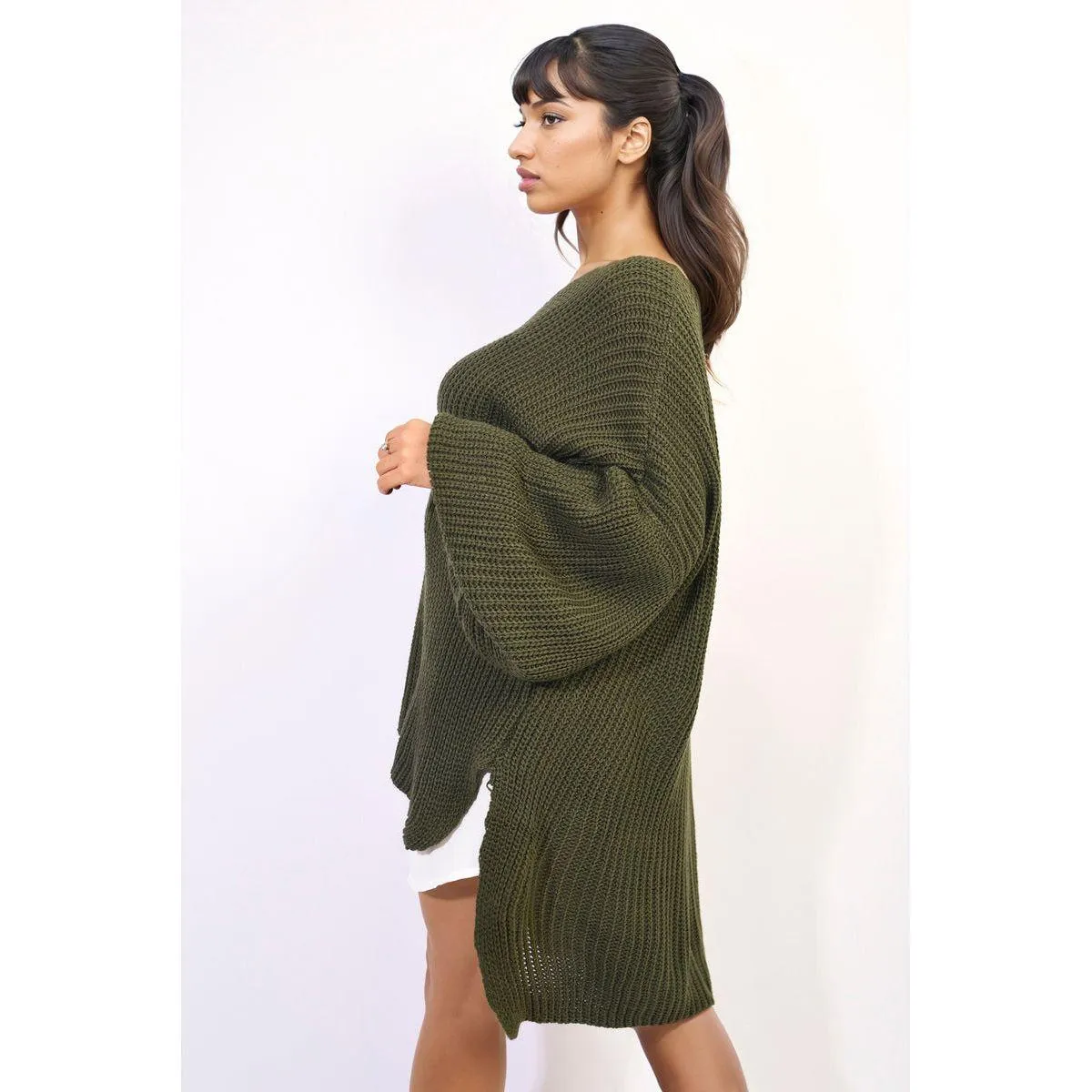 Oversized Long Back Knitted Mini Dress