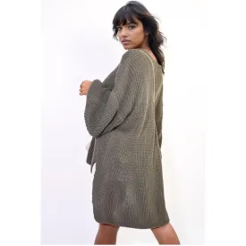 Oversized Long Back Knitted Mini Dress