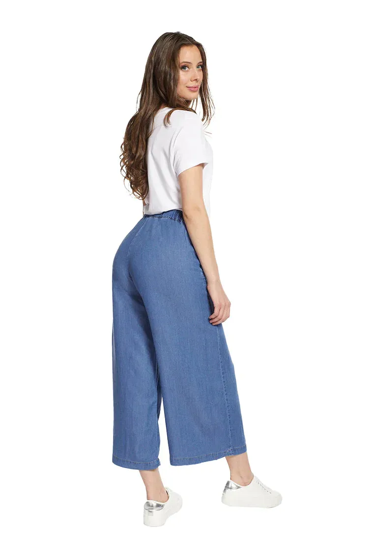 Pantalón Mujer Culotte Jeans Tobillero Gris