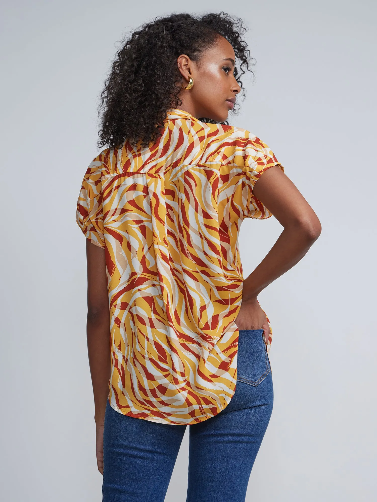 Printed Short Sleeve Button Down Shirt