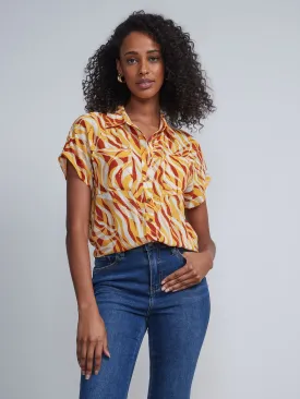 Printed Short Sleeve Button Down Shirt