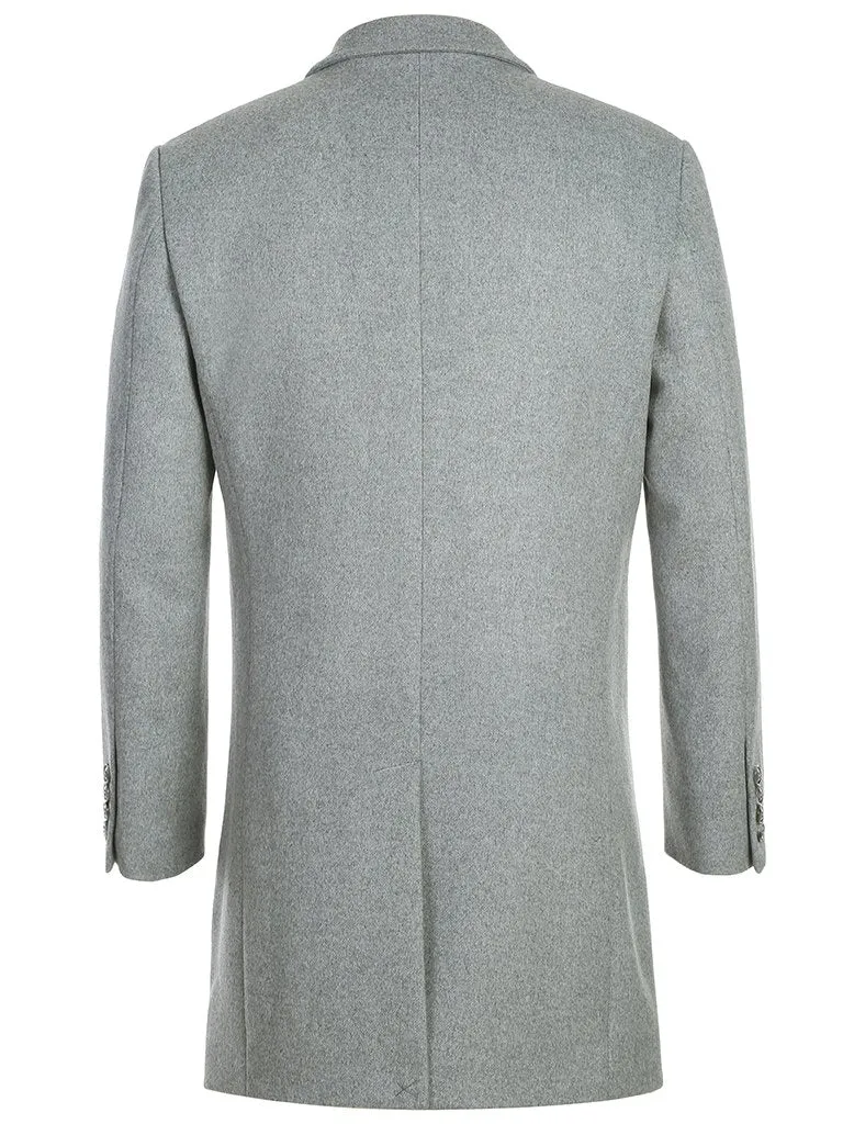 Renoir Mens Grey Wool/Polyester Dress Coat