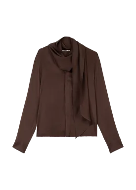 Satin bow blouse