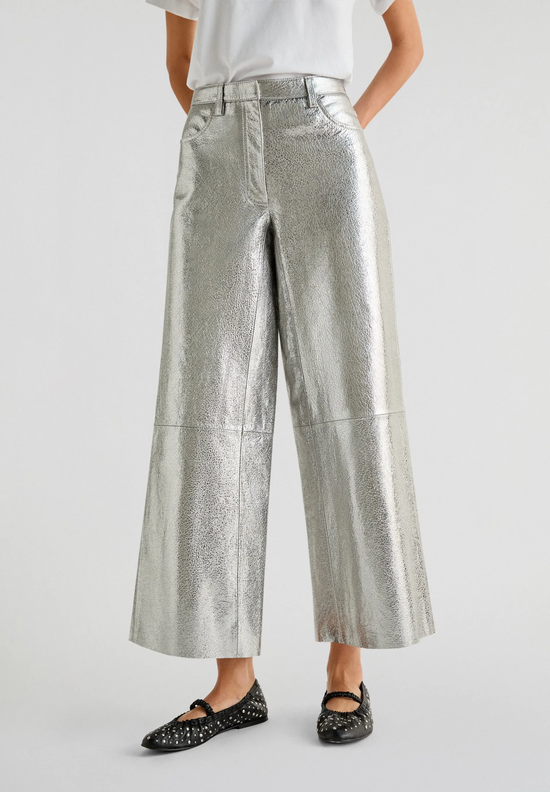 SCALPERS X LOVE STORIES METALLIC LEATHER TROUSERS