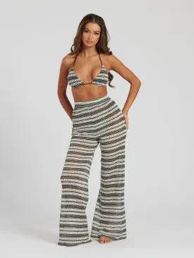 The 'Praya' beach trousers in monochrome crochet