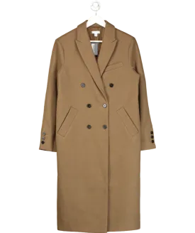 Topshop Brown Wool Look Double Breasted Coat UK 8